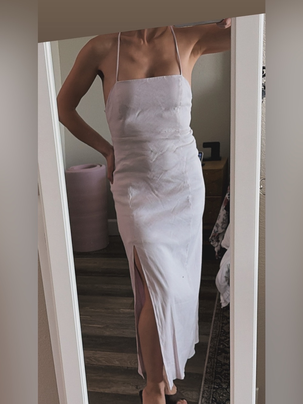 Zara Pale Lilac Halter Maxi Dress with Front Slit